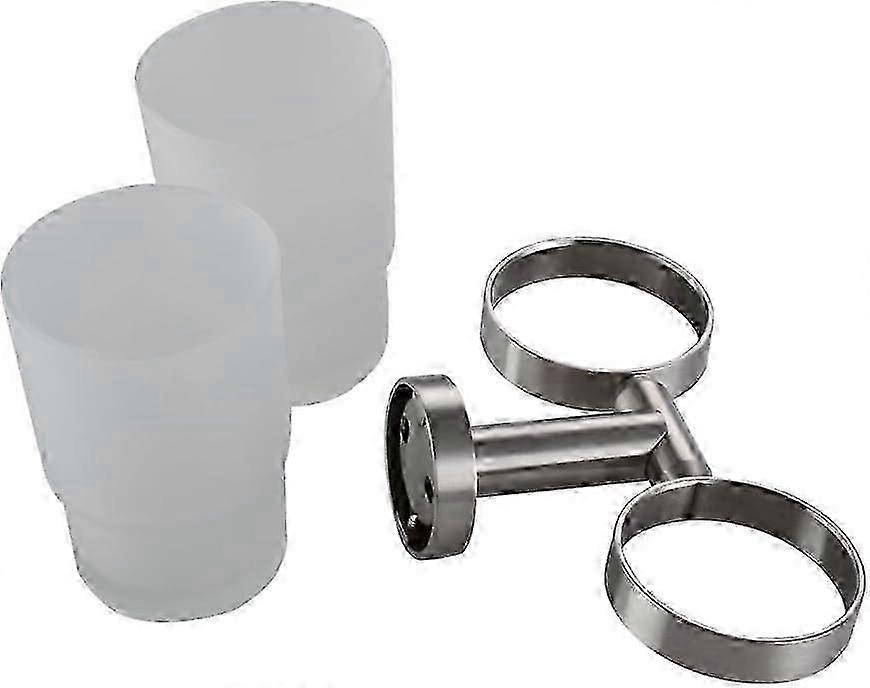 Wall-mounted double toothbrush holder, brushed surface, practical for bathroom storage