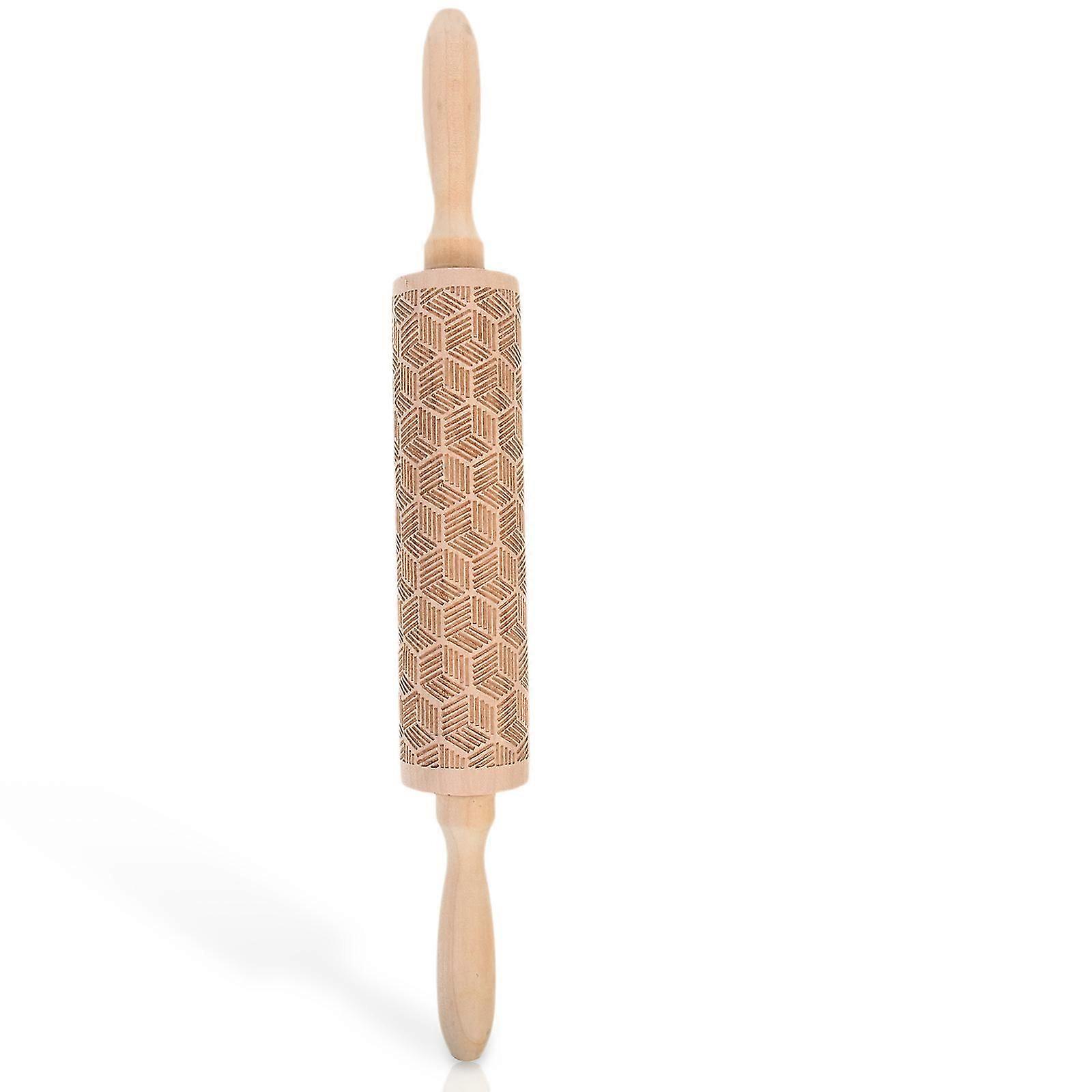 Printed Rolling Pin Household Kitchen Roller for Dumpling Multi Wood