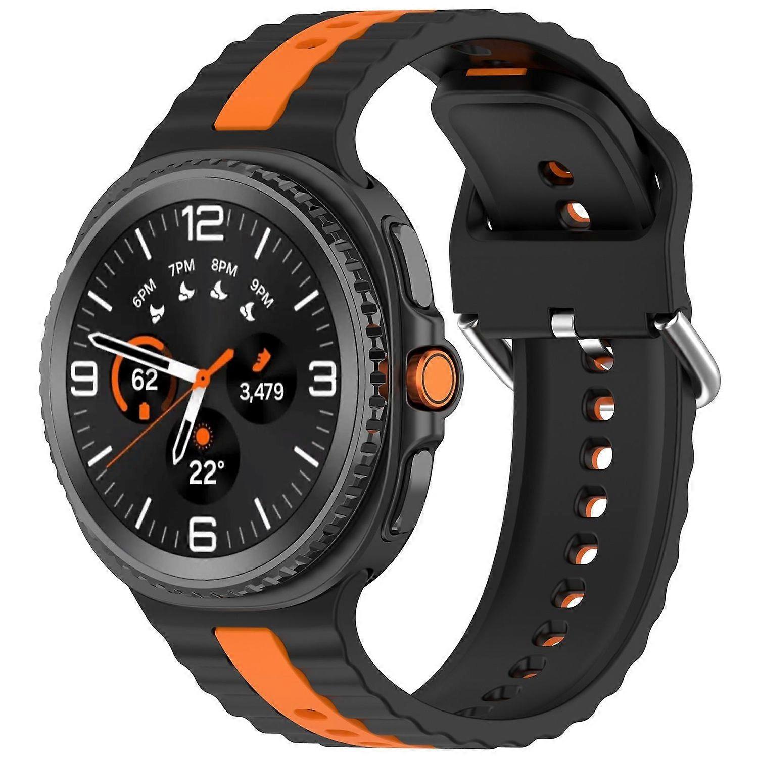 For Samsung Galaxy Watch 8 / 8 Two Color Silicone Replacement Smart Watch Band Black / Orange