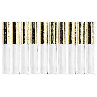 2026 Geeignet 10 Stück 10 ml Labial Glair Runde Tuben Leere Lipgloss Tube Kunststoffkörper Lippenflasche für Frauen (Golden)
