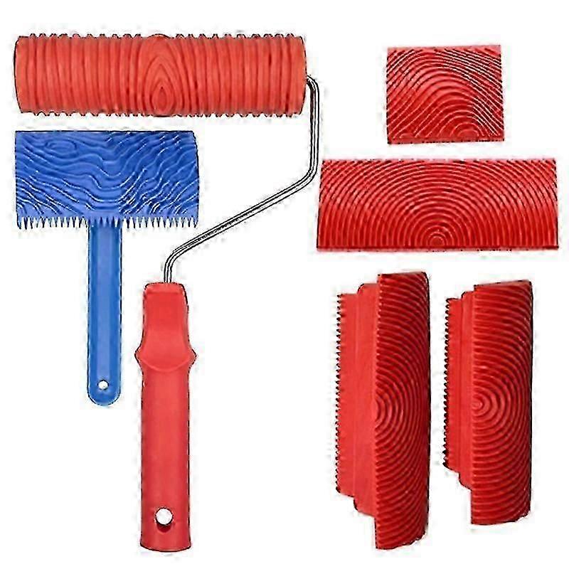 6Pcs Handheld Wood Grain Tool,Art Paint Red Wood Grain Tool Grain Rubber Wood Grain Tool Puller Basics Wood Graining Set-chengdu