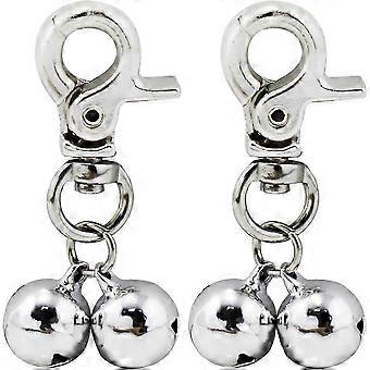 2026 Latest Model Set of 2 bell pendants for dog or cat collar (silver)