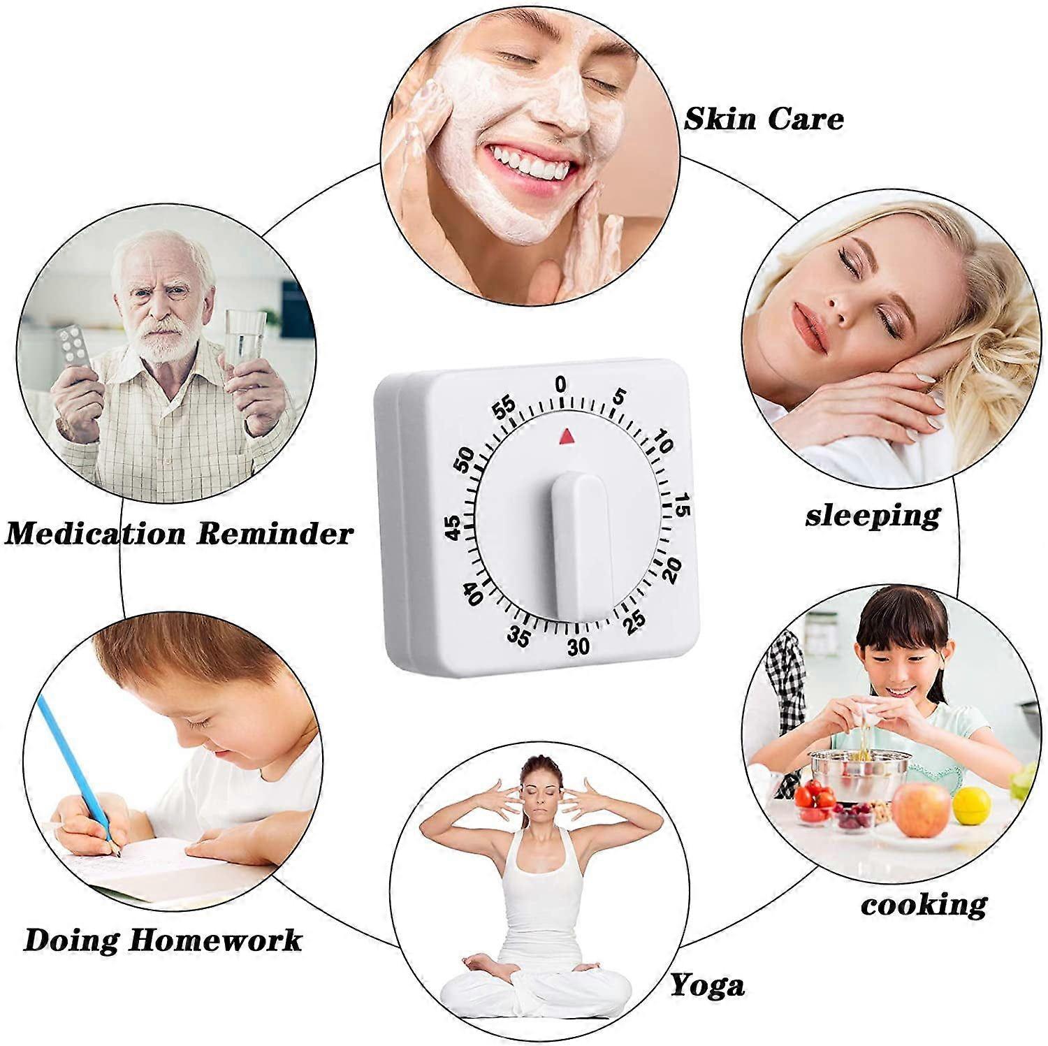 2 Pieces 60 Minute Kitchen Timer 1 Hour Visual Kitchen Clock Timer Mini Countdown Timer Lo