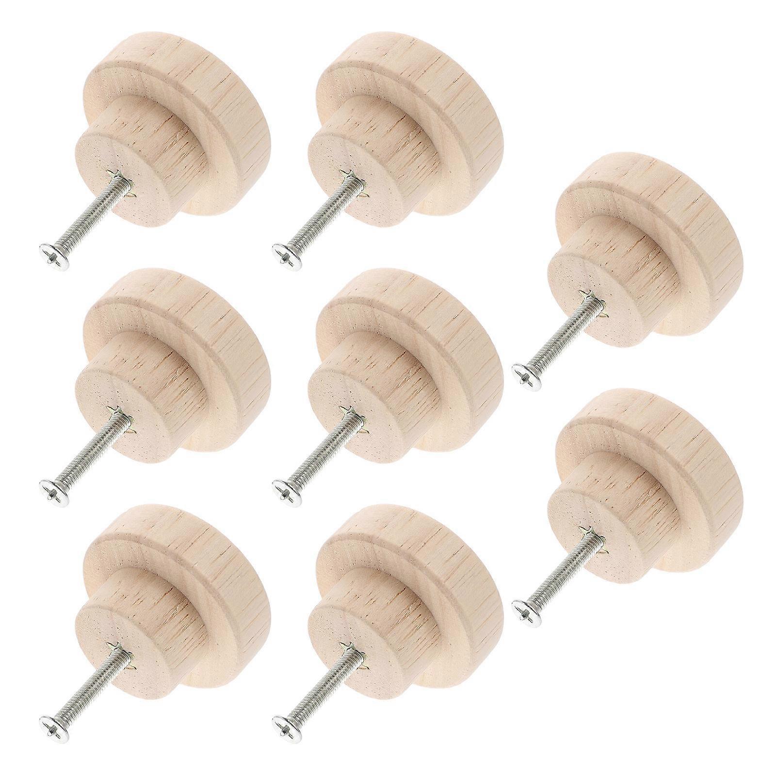8pcs Cupboard Knobs Wooden Door Handles Round Pull Knobs for Drawer Door