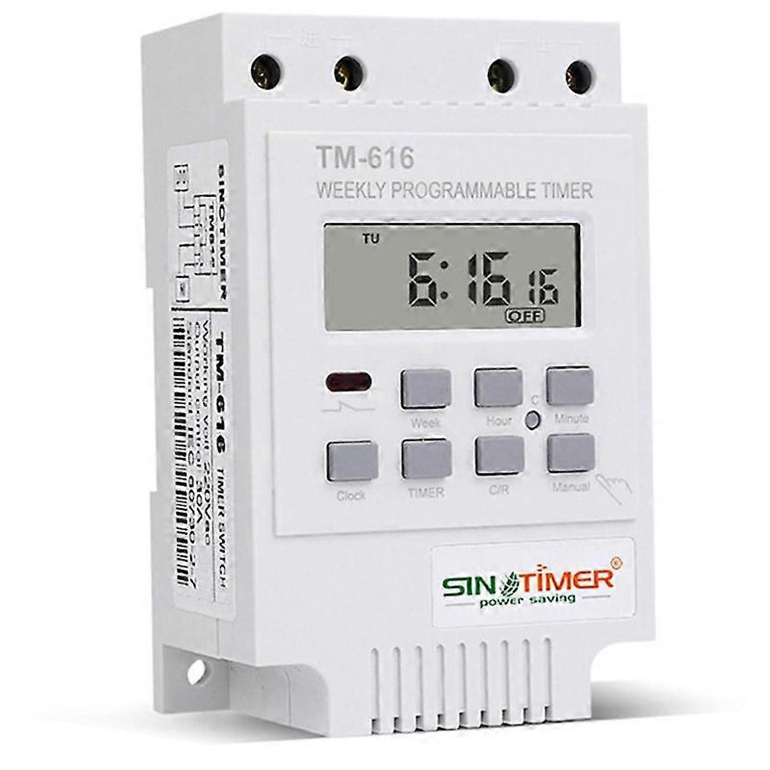 SINOTIMER TM616W-2 30A 220V Electronic Weekly Programmable Digital Time Switch Relay Timer Control T