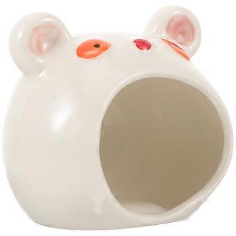 Bear Shape Ceramic Hamster Hideout for Cooling Nest White