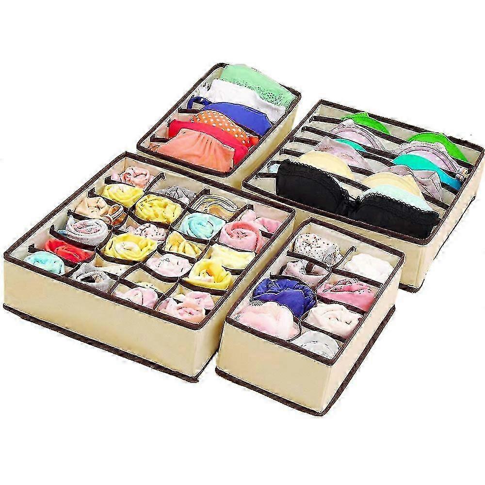 4 Pack Foldable Clothes Organizers With Different Sizes