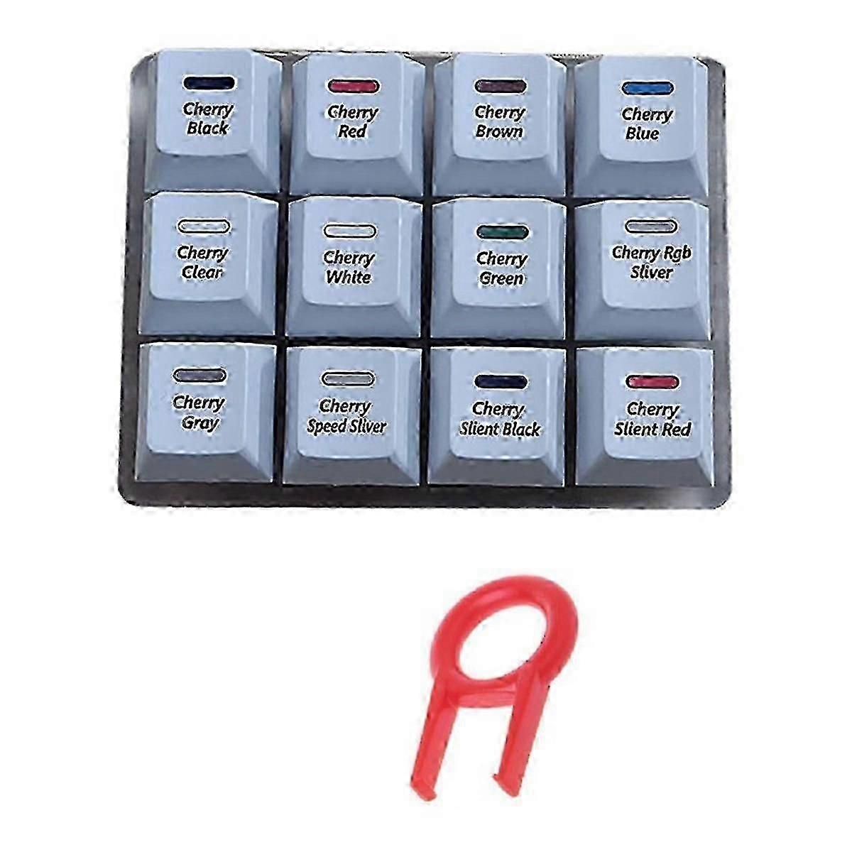 12-Key Mechanical Keyboard Switch Tester Sampler Switch Testing Tool with Keycap Puller for Cherry