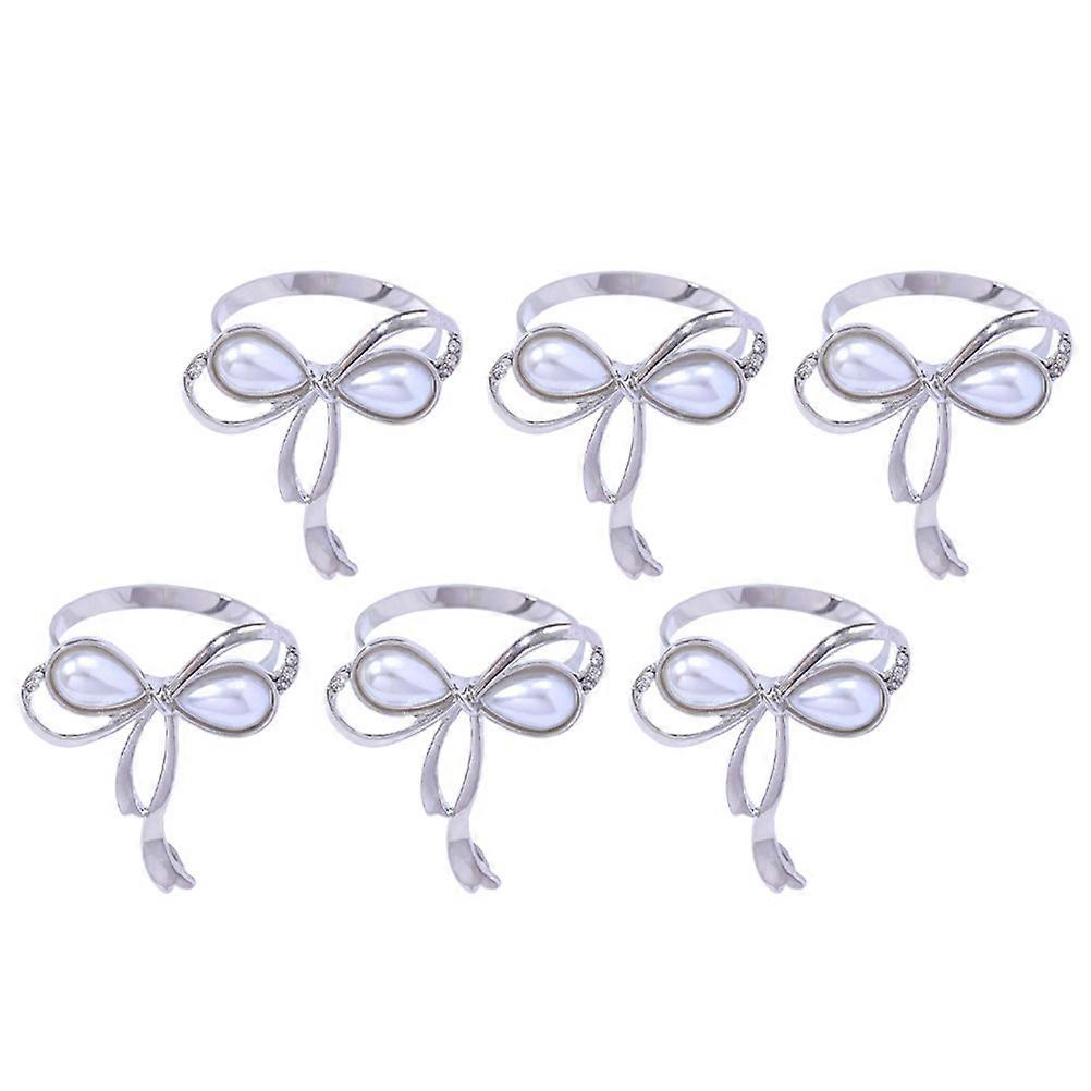 Bow Napkin Holder Bow Shape Function for Party Use 12Pcs Silver Set