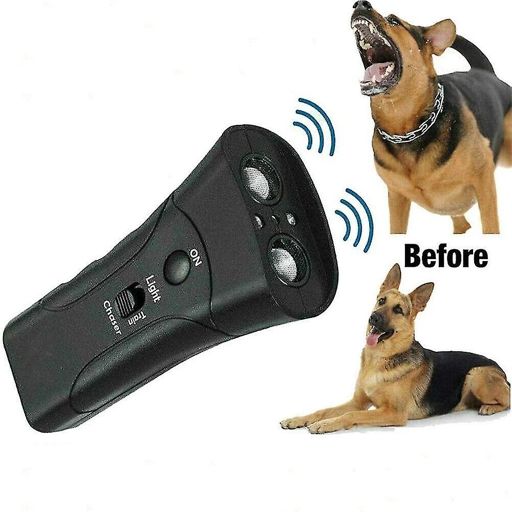 Pet Gentle Ultrasonic Dog Anti-barking Trainer Led Light Chaser Device Double Head