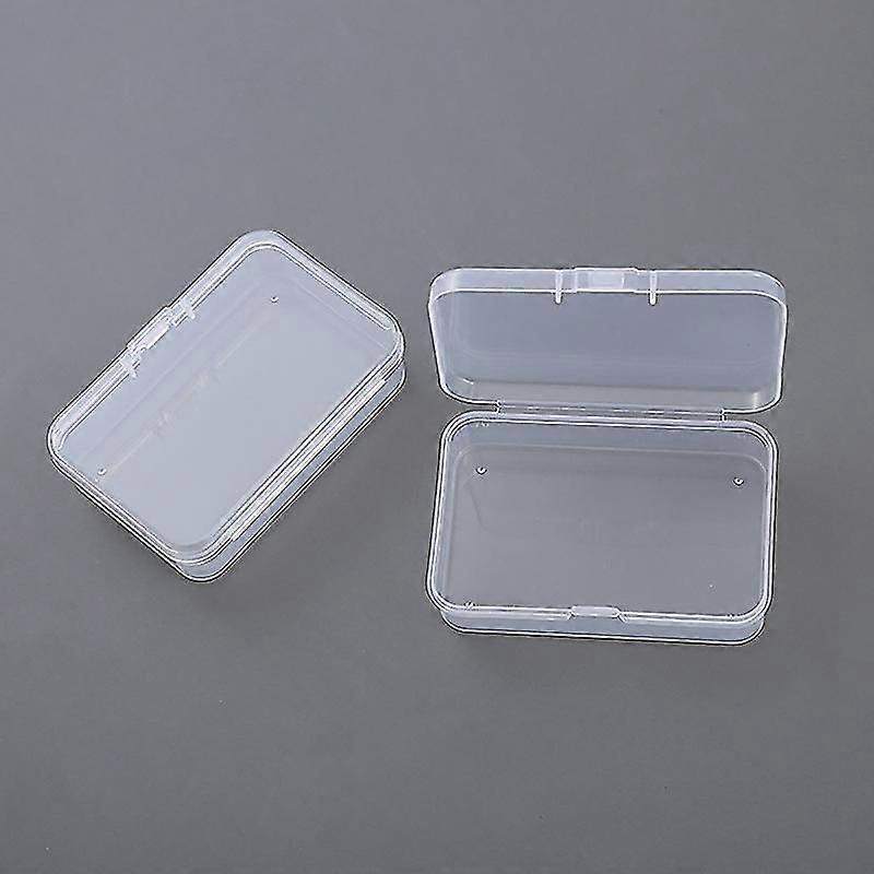 2PCS Square Plastic Transparent Storage Box Small Items Sundries Organizer Case
