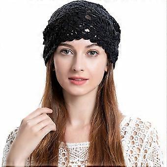 Women's Crochet Slouchy Beanie Hat, Handmade Soft Floral Skull Cap, 2 Pcs for Summer Winter