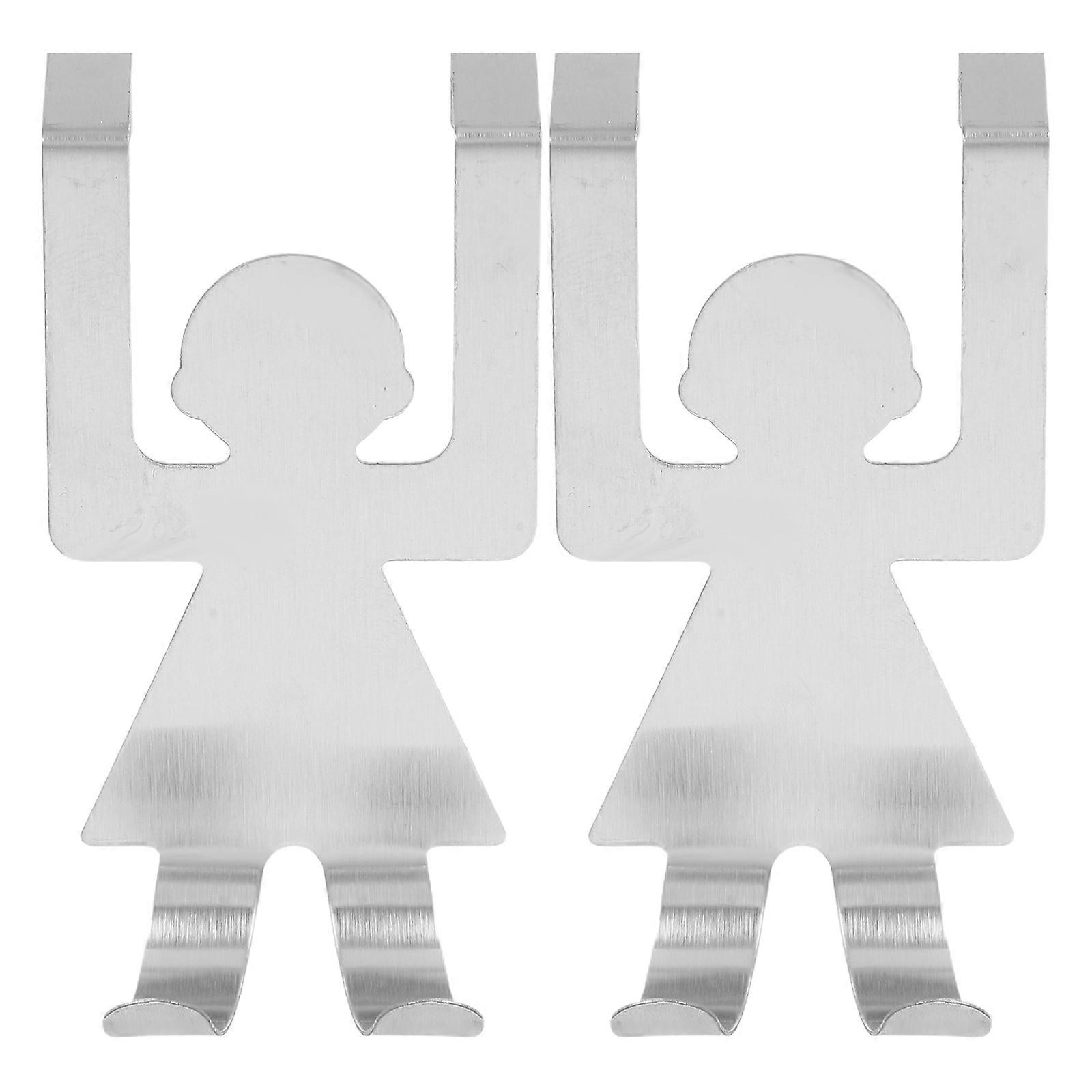 Silver Door Back Hooks for Clothes Hanging Humanoid 2Pcs Set