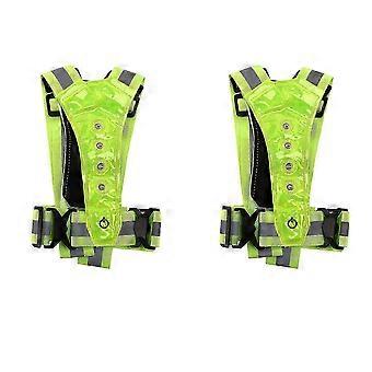 2 Pack Adjustable High Visibility Reflective Safety Vest with 8 LED Lamps, One Size for Running Cycling Night Safety CJT
