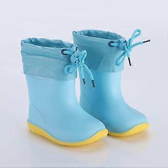Kids Waterproof Rubber Rain Boots, Non-Slip Warm Winter Footwear with Removable Cotton Liner for Boys and Girls
