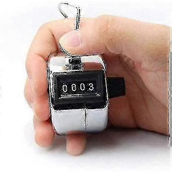 Stainless Steel Handheld Mechanical Tally Counter with Finger Ring, 4-Digit Clicker for Sports Coaching, Pitch Counting, School & Events, Silver