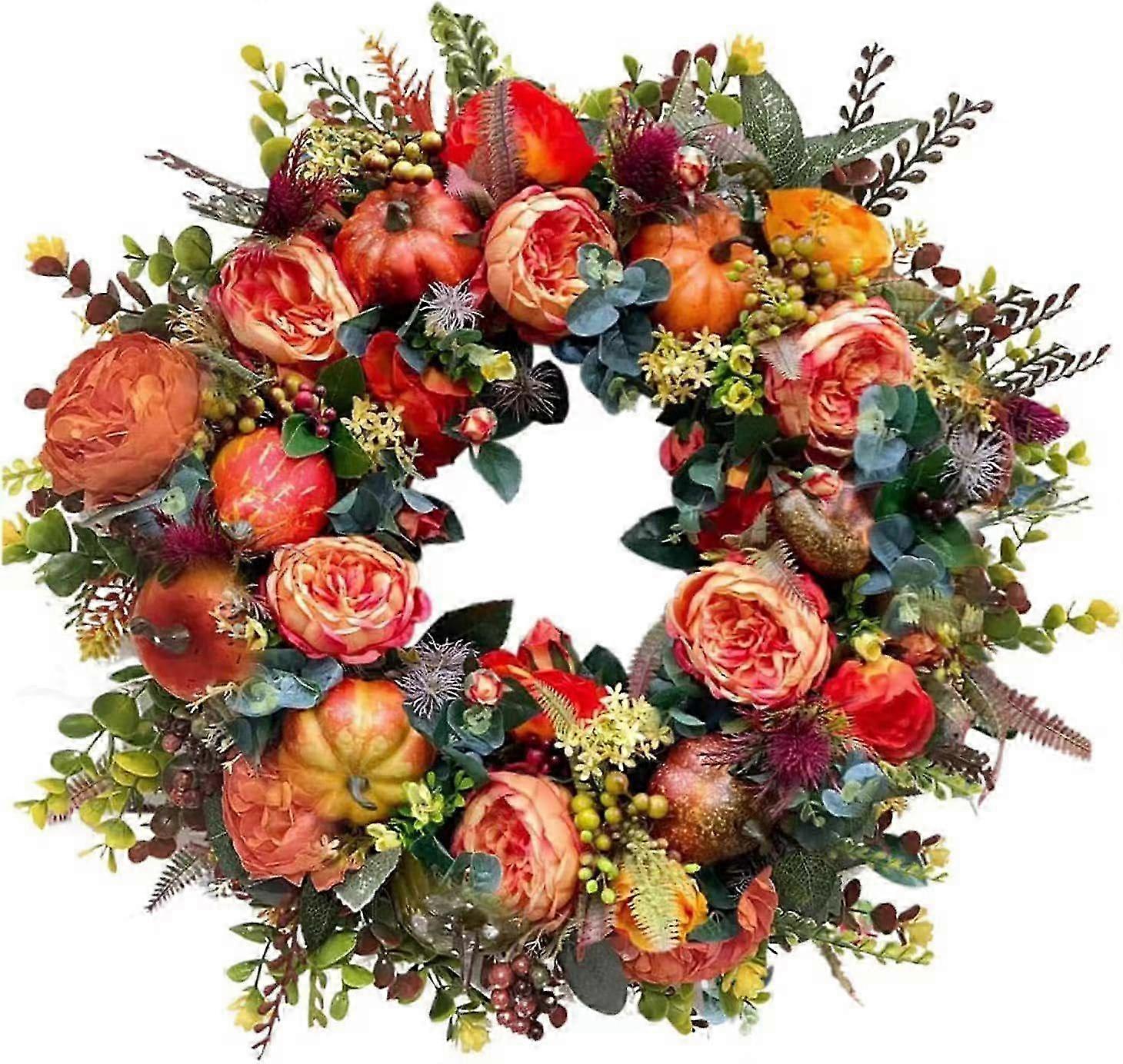 Rustic Pumpkin Peony Wreath 45cm