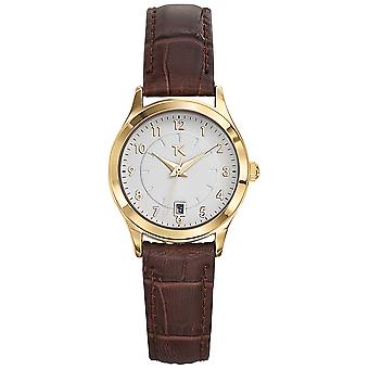 Trendy kiss-cetine Quartz Analog Woman Watch with Cowhide Bracelet TG10057-01