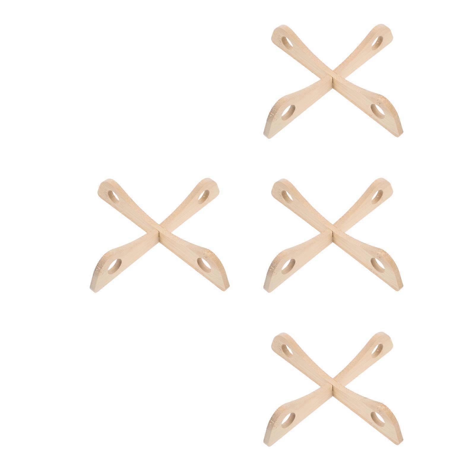 Bamboo Pot Rack Multi-Functional Heat Insulation Pad 4Pcs Kitchen Holder