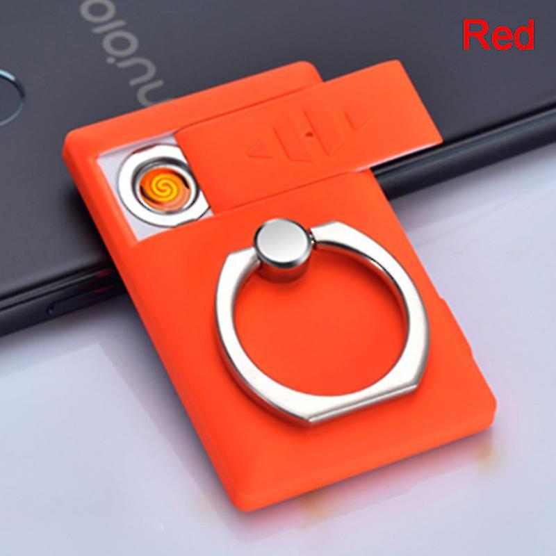 Mobile Phone Bracket Ring Lighter Windproof Usb Charging Lighter Portable