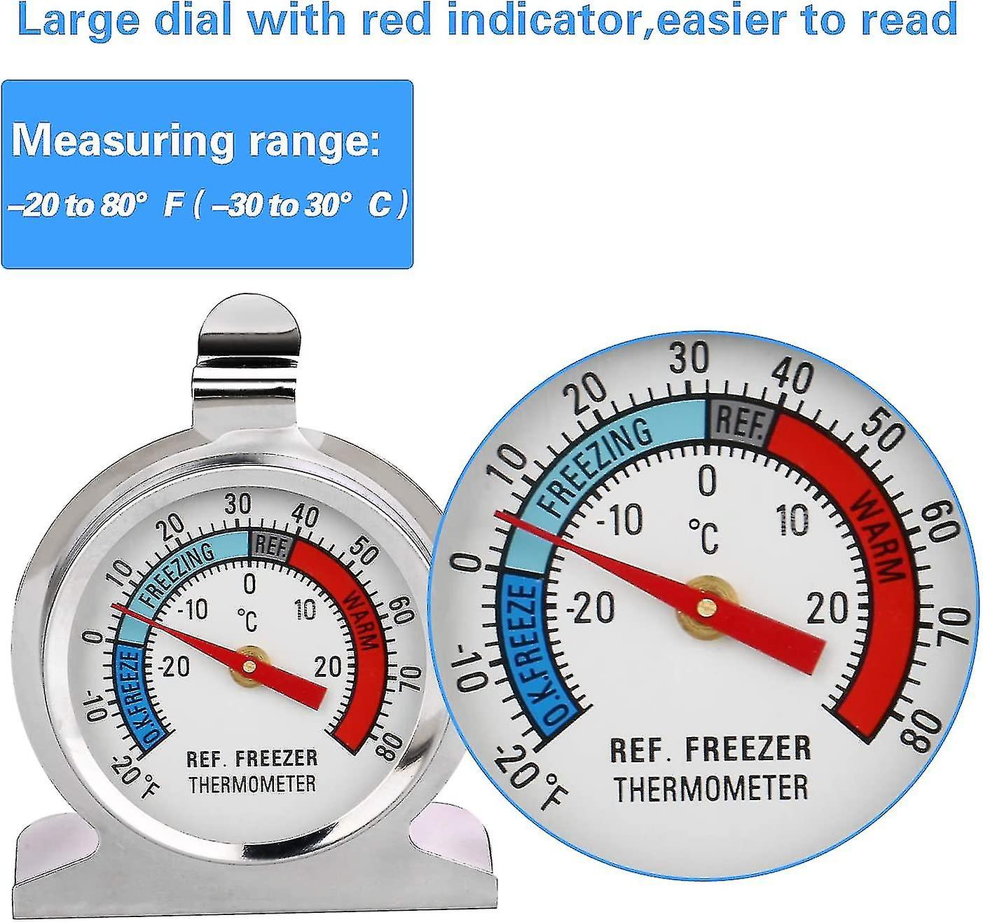 MEANLIN 5-Pack Fridge Freezer Thermometer - Dual Dial With -30~30°C Range For Refrigerator & Cooler