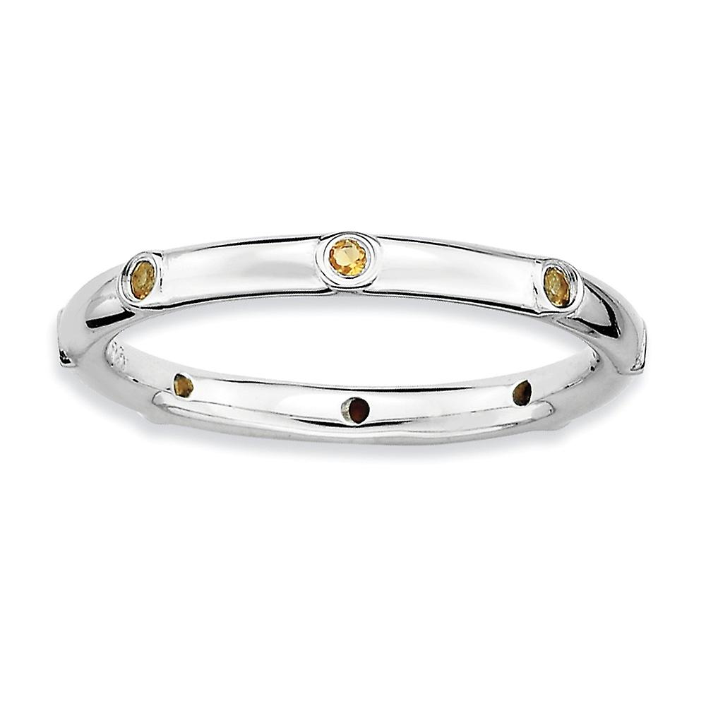 925 Sterling Silver Bezel Polished Stackable Citrine Ring-Stackable-Ring for Women - Ring Size: 5 to 10