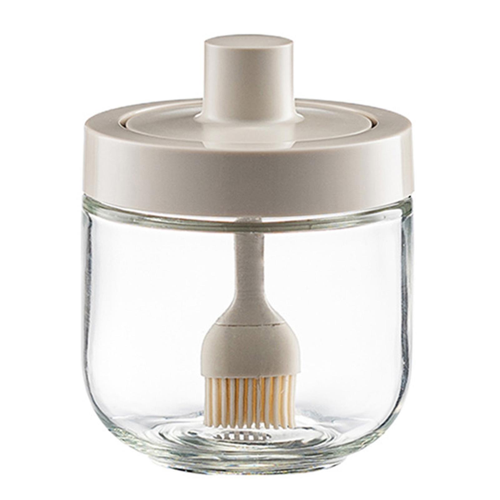 Clear Glass Oil/seasoning Jars Condiment Container With Built-in Brush/spoon