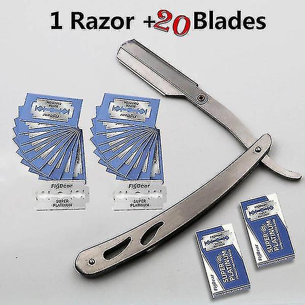 1set mannen rechte kapper edge stalen scheermes vouwen scheermes ontharing tools met 20pcs messen