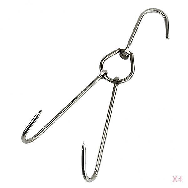4x Double Hooks Hams Bacon Chicken Meat Hook Hanging Drying Tool 0.56x28cm