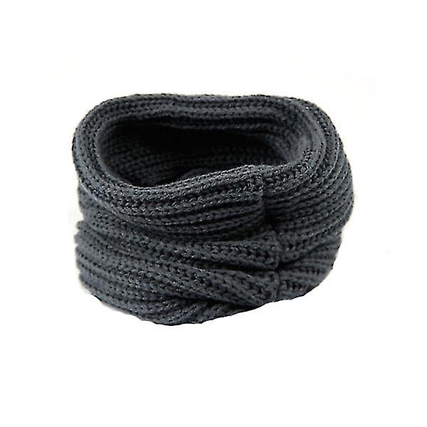 Kvinner Vinter Varm En Sirkel Strikket Ull Blanding Cowl Loop Skjerf Sjal Tykk Neckerchief (mørk Grå)