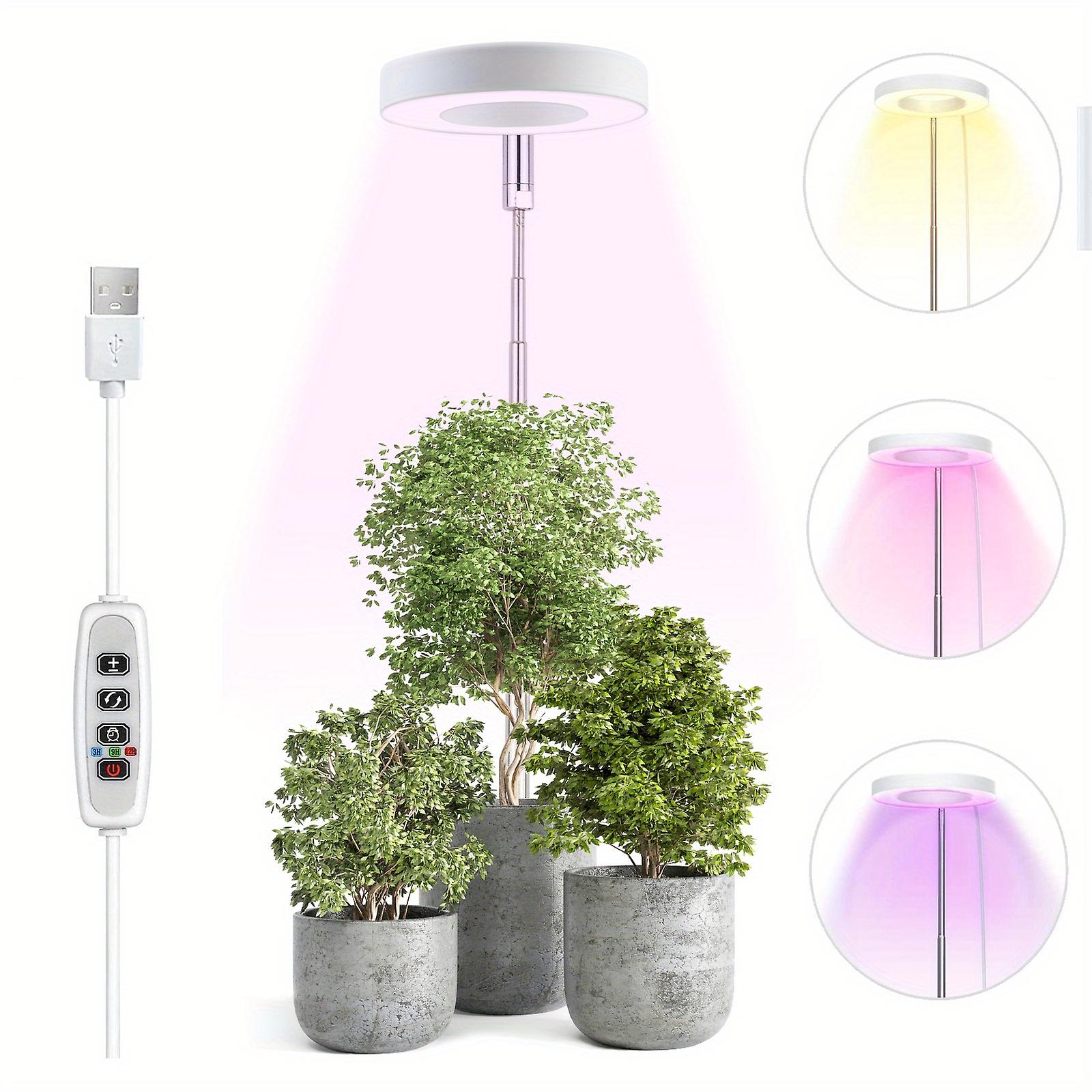 1 Set Plant Grow Light Full Spectrum Led Grow Lights For Indoor Plant 3 Colors Halo Grow Lights Height Adjustable Growing Lamp Automatic Timer W