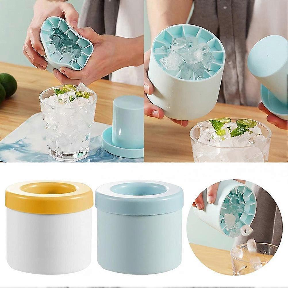 Ice Mold Ice Tray Silicone Ice Bucket with Lid Portable Ice Maker Silicone Cylinder Ice Maker Bucket