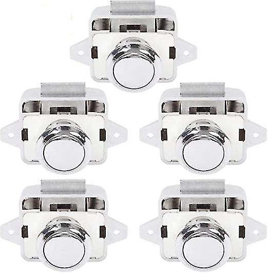 5 Pcs Push Button Latch Locks, Cabinet Door Catch Lock Keyless Knob For Caravan Motorhome Camper Van Boat-yvan