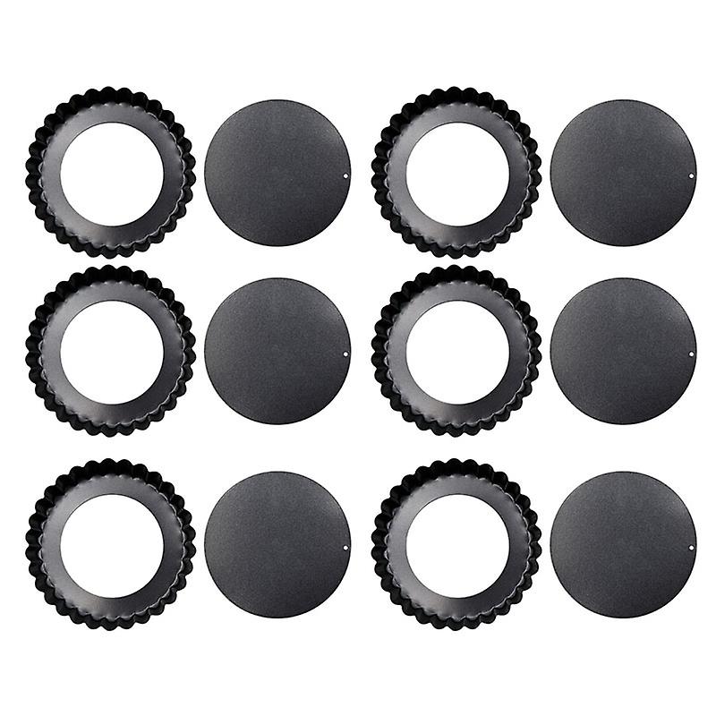 6-Piece Non-Stick Tart Pan Set with Removable Bottoms for Baking