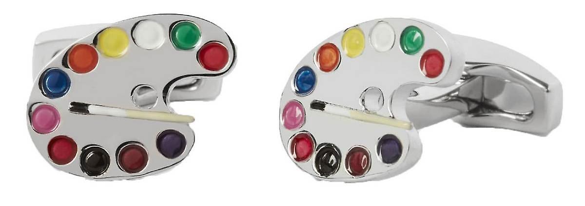 Simon Carter Artists Palette Cufflinks - Silver/Multi-colour