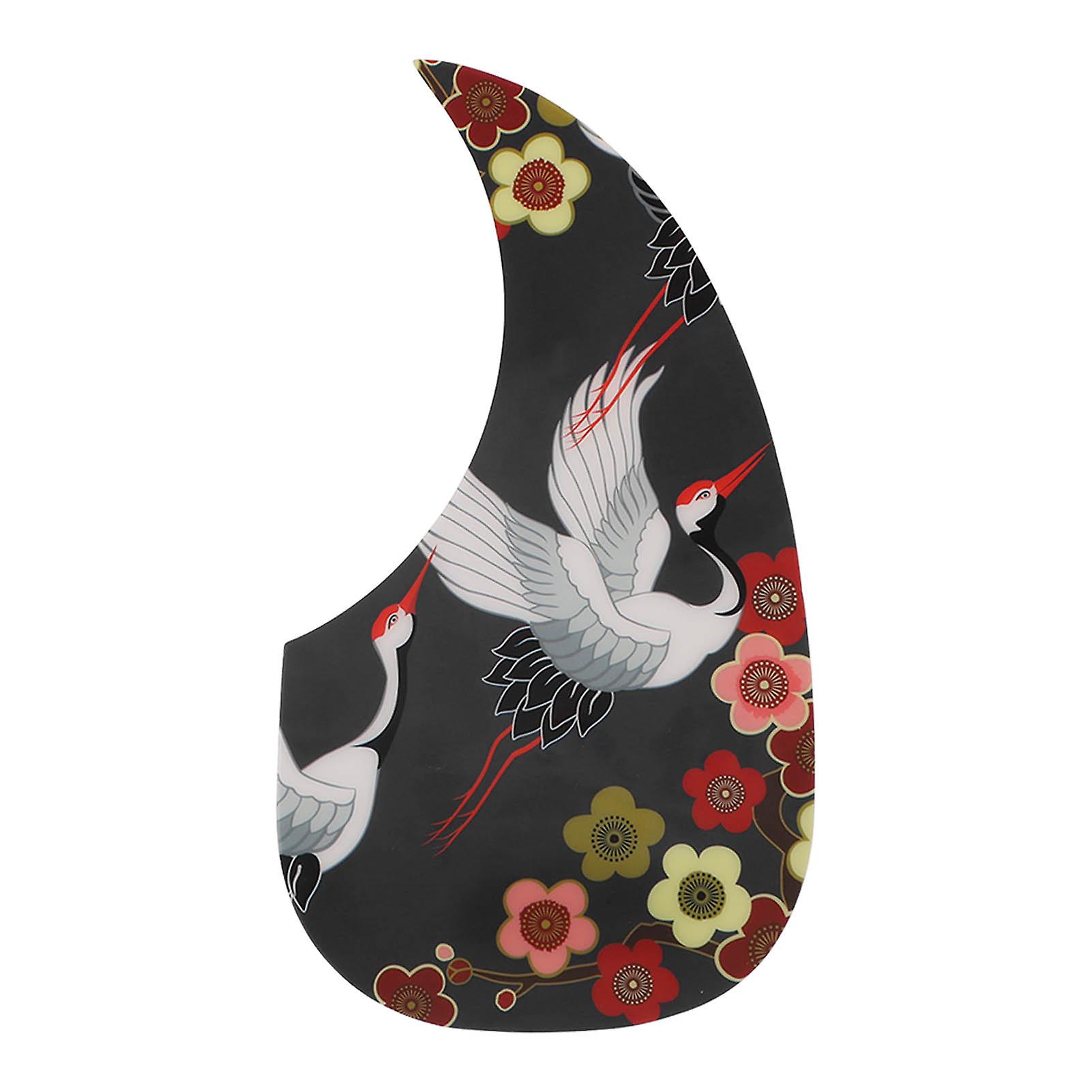 PVC Pickguard for Acoustic Guitar, Crane Pattern, Teardrop Shape