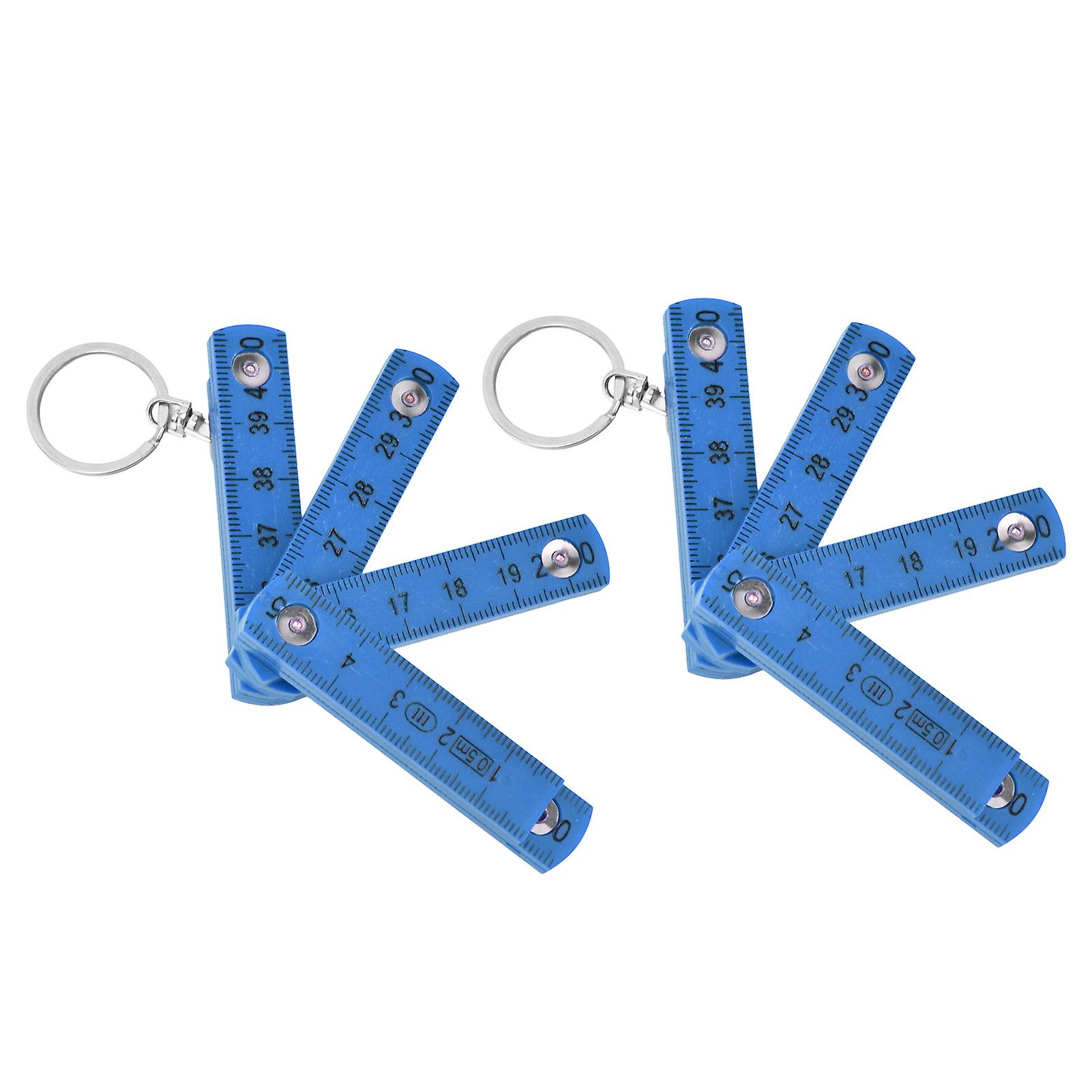2Pcs ABS Folding Ruler Portable 0.5m Foldable Ruler with Key Ring for Carpentry Laying Tiles