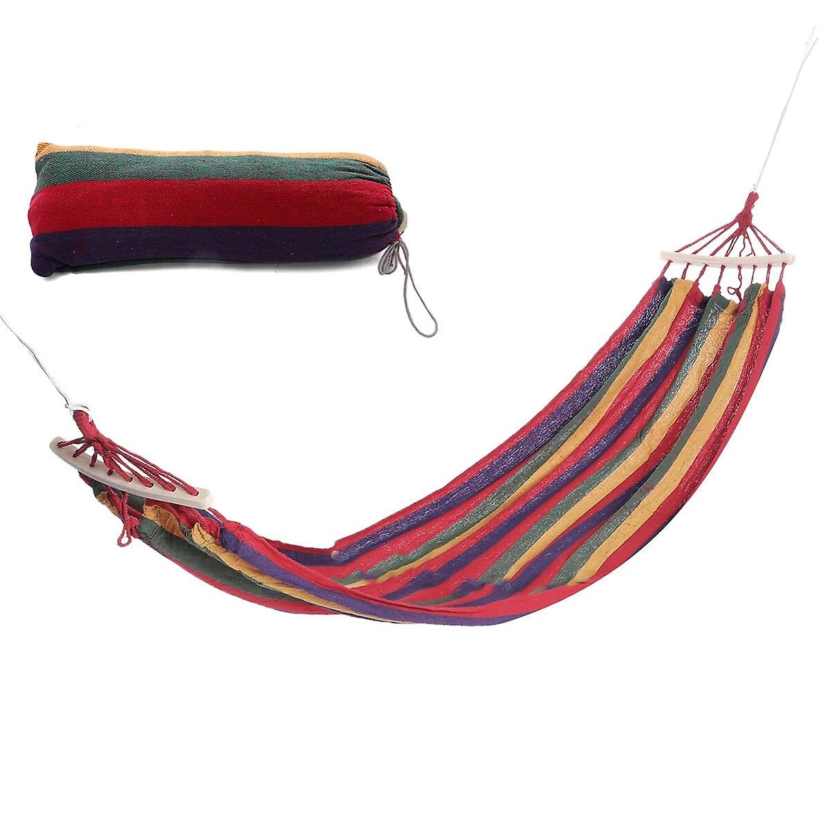 Ultralight Camping Hammock With Storage Bag Portable Rainbow Canvas Outdoor Activities Swing