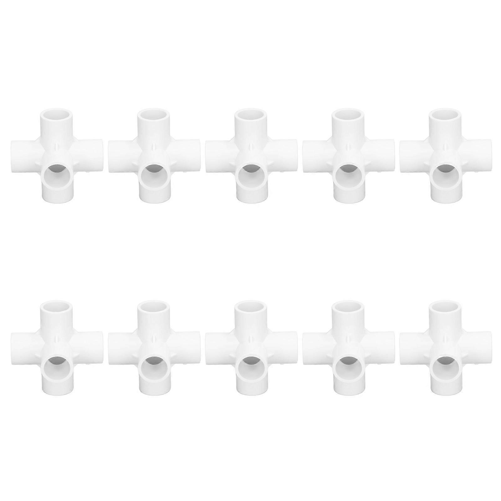 Lot de 10 raccords coudés d'angle en PVC à 6 voies, diamètre intérieur 25 mm, blanc