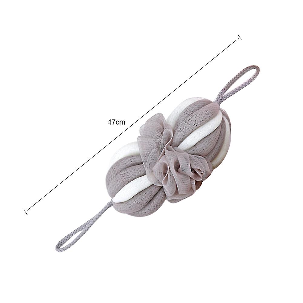 Bath Shower Sponge Mesh Back Scrubber Exfoliating Ball, Gray+White, 43cm