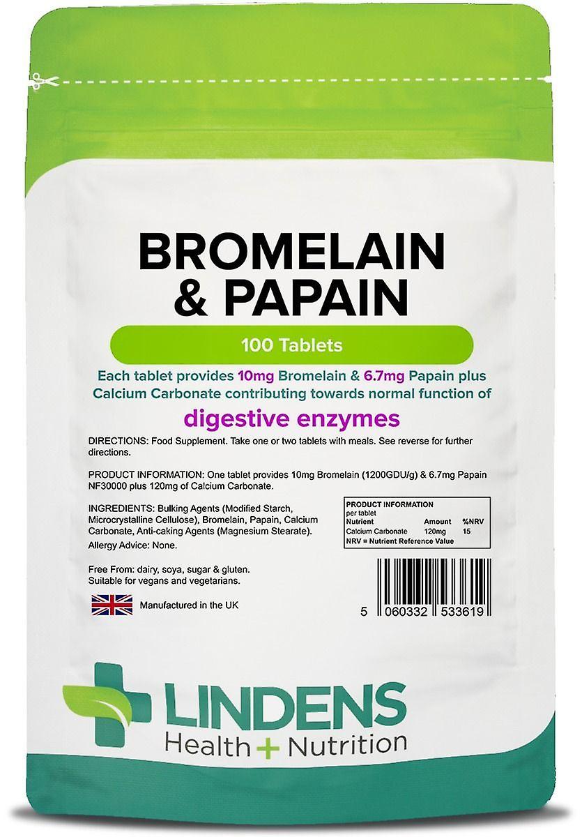 Lindens Bromelain & Papain 10/100 - 100 Tablets
