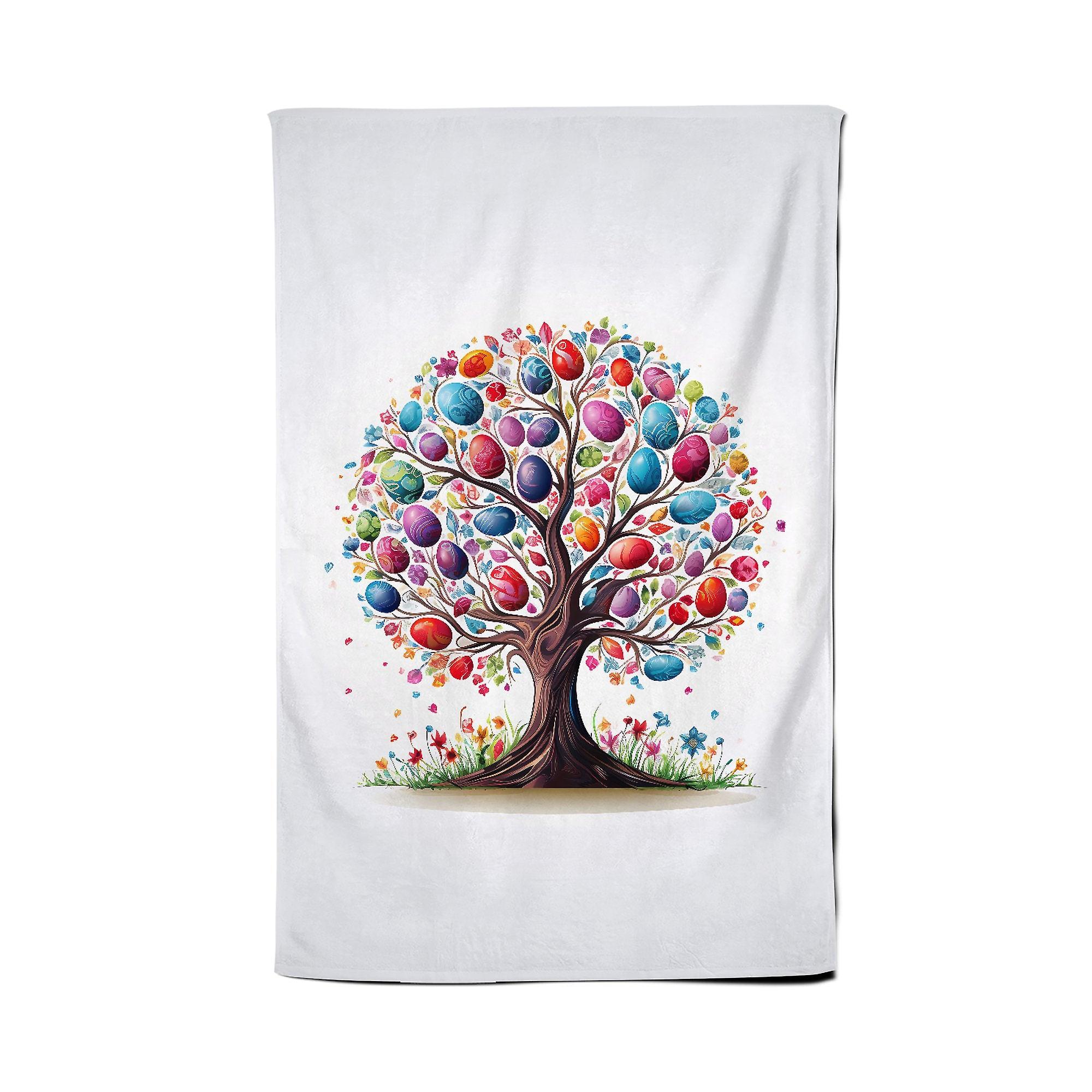 Whimsical Easter Egg Tree Tea Towel