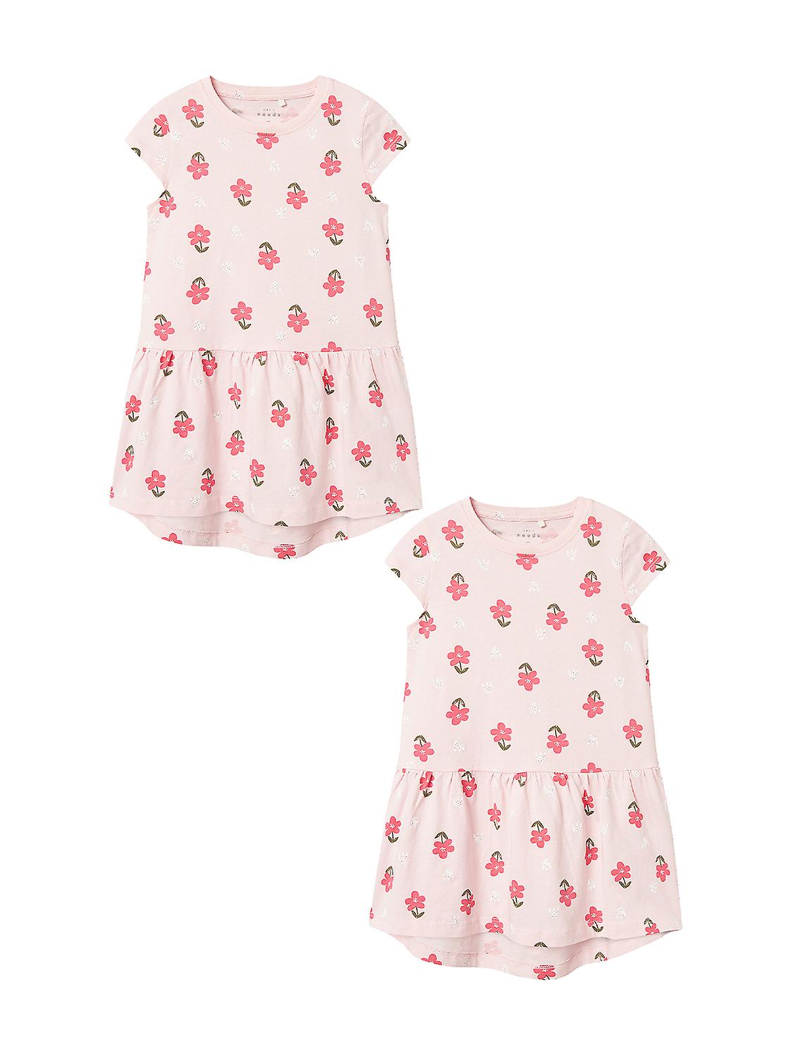NAME IT Mädchen Kleid 2er-Set kurzarm Baumwolle kurzes Kinder Midi Dress