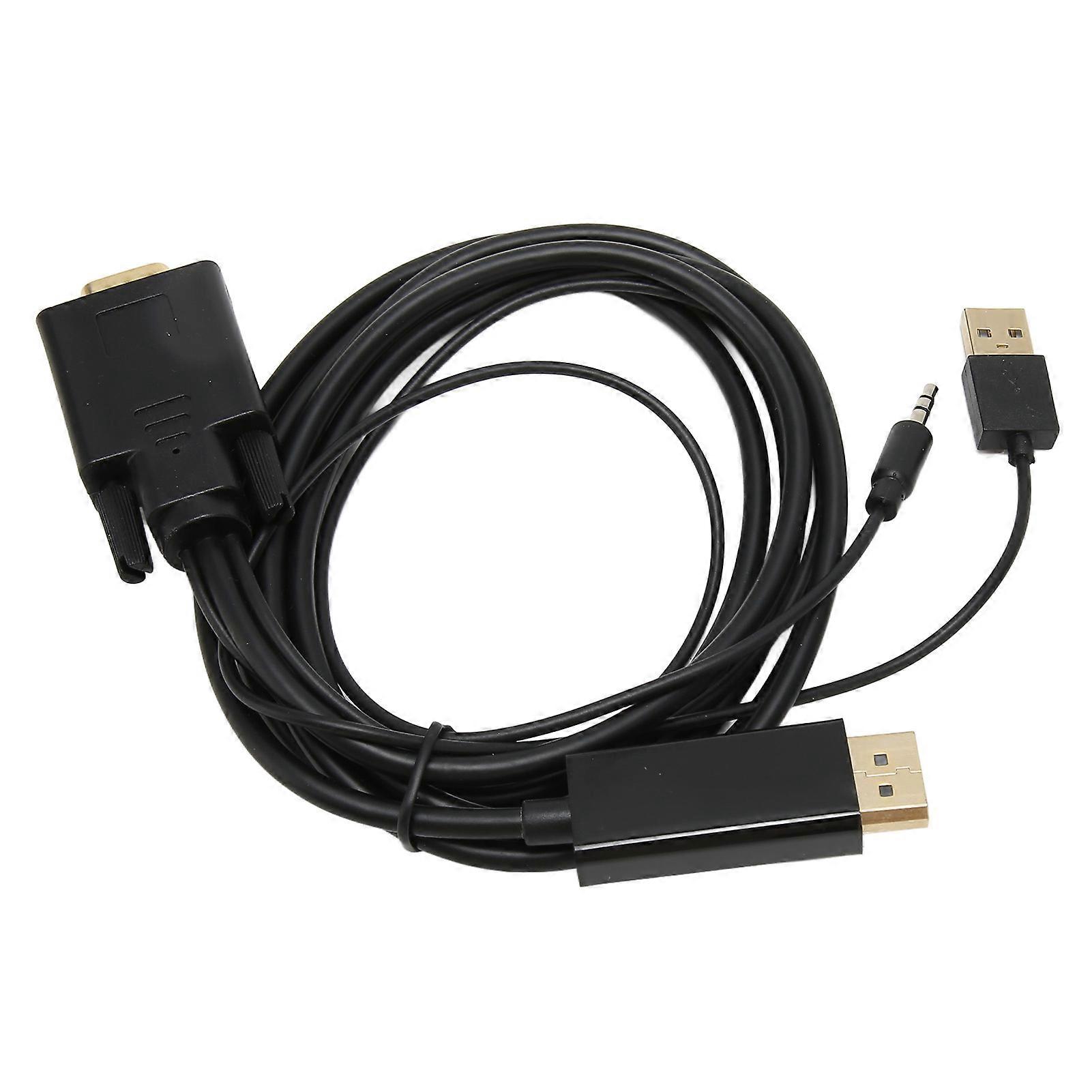 Vga To Dp Connector Cable Hd Video Converter Cable With Power Supply And Sound For Computer Desktop Laptop Pc Monitor