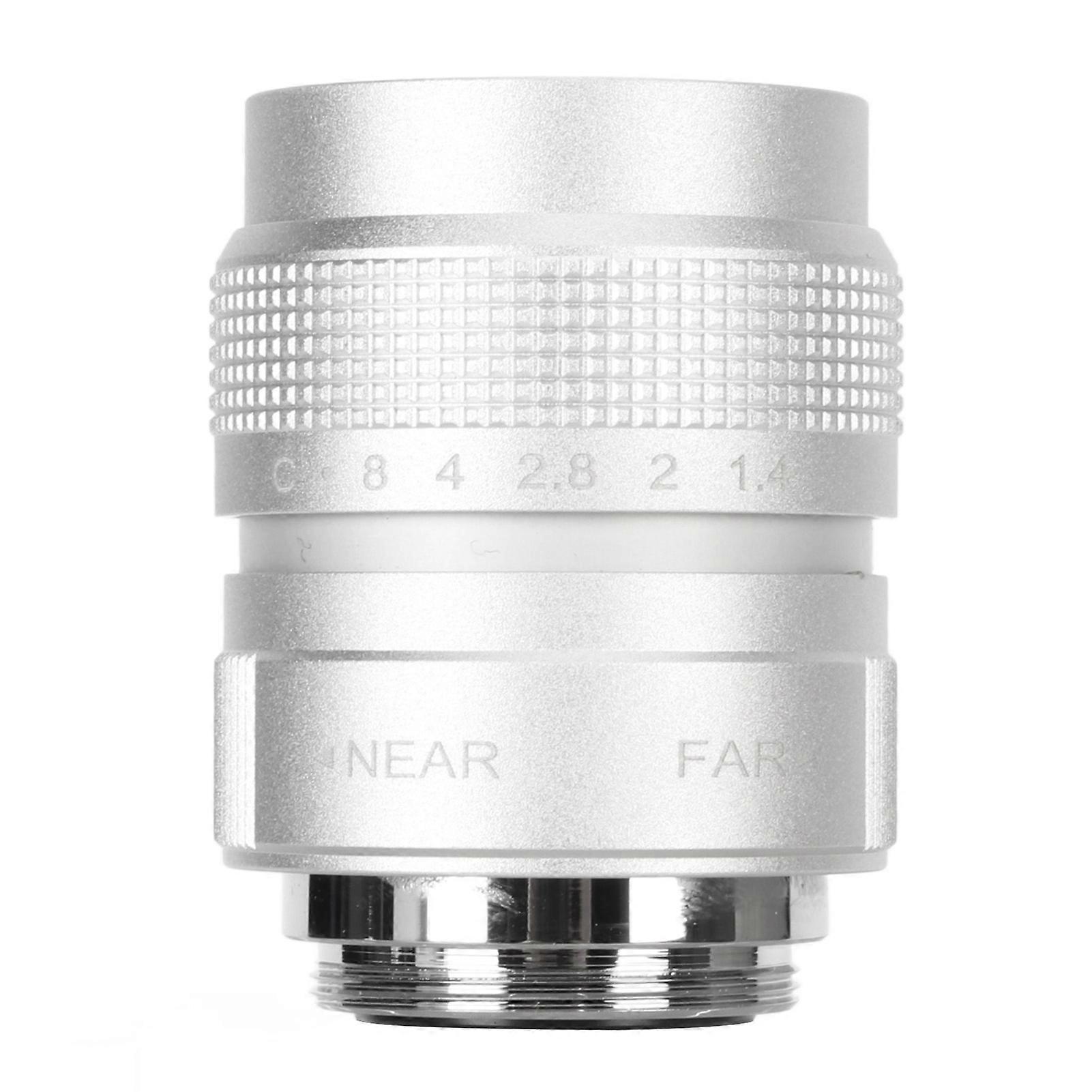 25mm F1.4 CCTV Lens Clear Efficient Light Conduction C Mount Camera Lens for Bar Shop Parking House Warehouse Silver