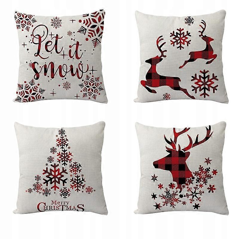 4x Christmas Throw Pillowcases Cushion Covers Snowflake Home Decor