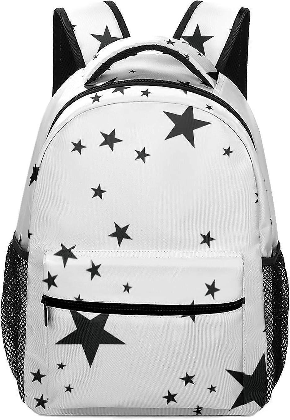 Black and White Stars Kids Backpack, Student School Bags for Boys & Girls, Bookbags with Adjustable Strapfor Travel