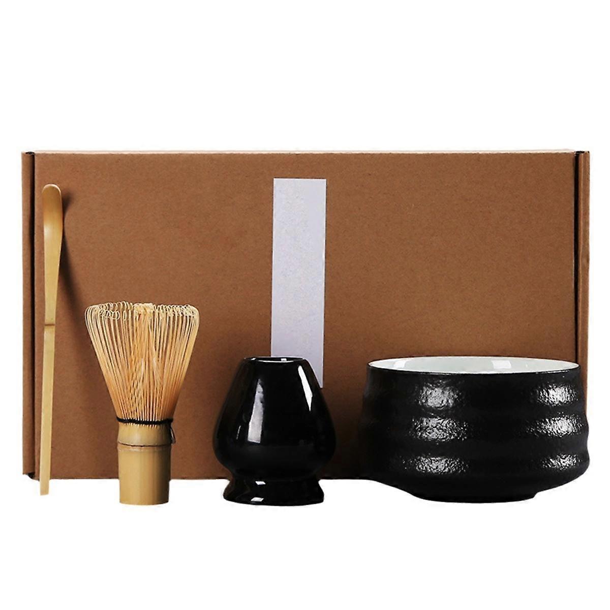 Japanese Matcha Tea Set Matcha Tea Making Tool Tea Set Indoor Drinking Tea Making Tool Accessories Black Pottery