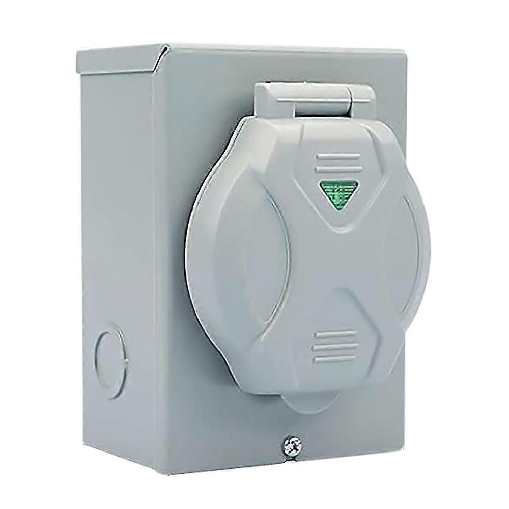 RV Power Outlet Box, 50A 125/250V Enclosed Lockable Weatherproof Outdoor Electrical Box for Travel