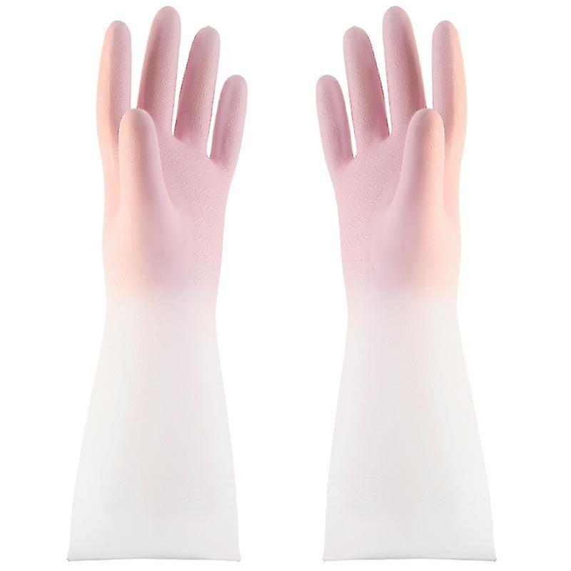 2pcs Waterproof Cleaning Gloves Latex Gloves M Pink